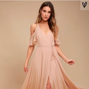 Lulus Blush Off The Shoulder Maxi Dress Wrap